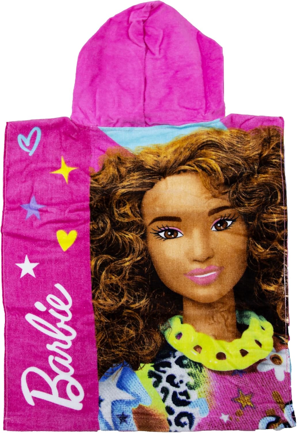 Poncho à capuche Barbie réversible rose, toucher doux – Image 3