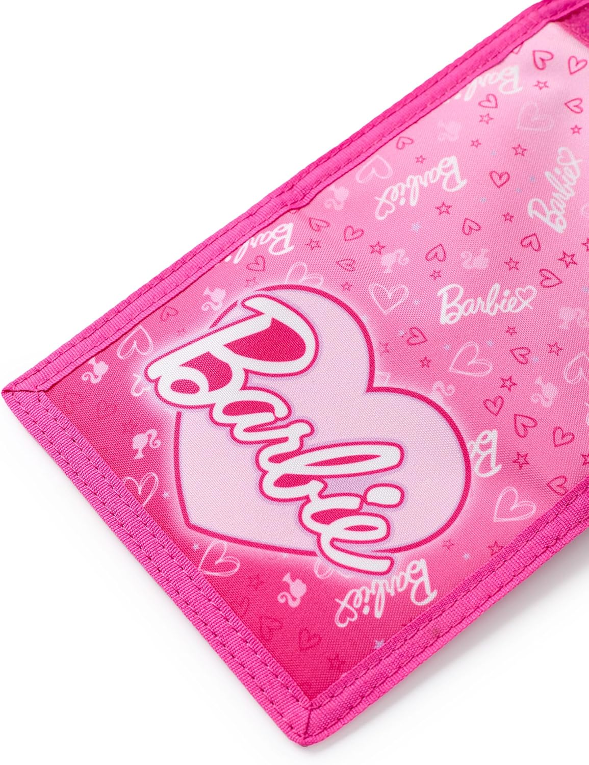 Portefeuille Barbie rose à trois volets avec imprimé cœur, porte-cartes et porte-monnaie enfant – Image 5