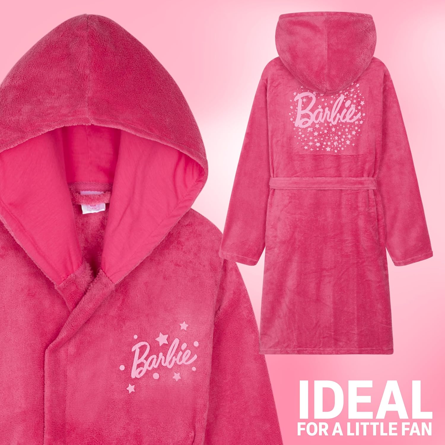 Peignoir Barbie fille à capuche avec ceinture – Image 4