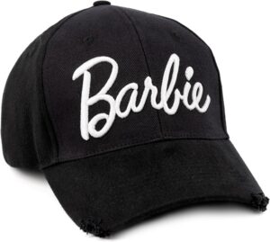 Casquette snapback Barbie noire à logo brodé, taille unique