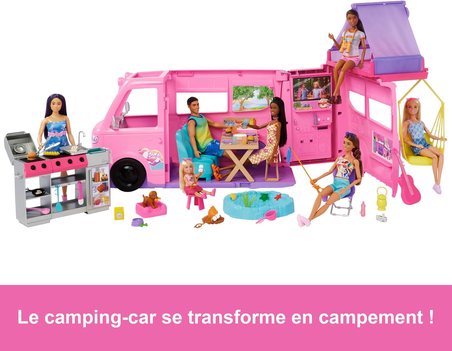 Barbie Camping-Car de rêve avec tente de toit et 60 accessoires – Image 2
