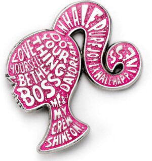 Pin's Barbie silhouette scintillante en émail rose, taille unique, Zinc
