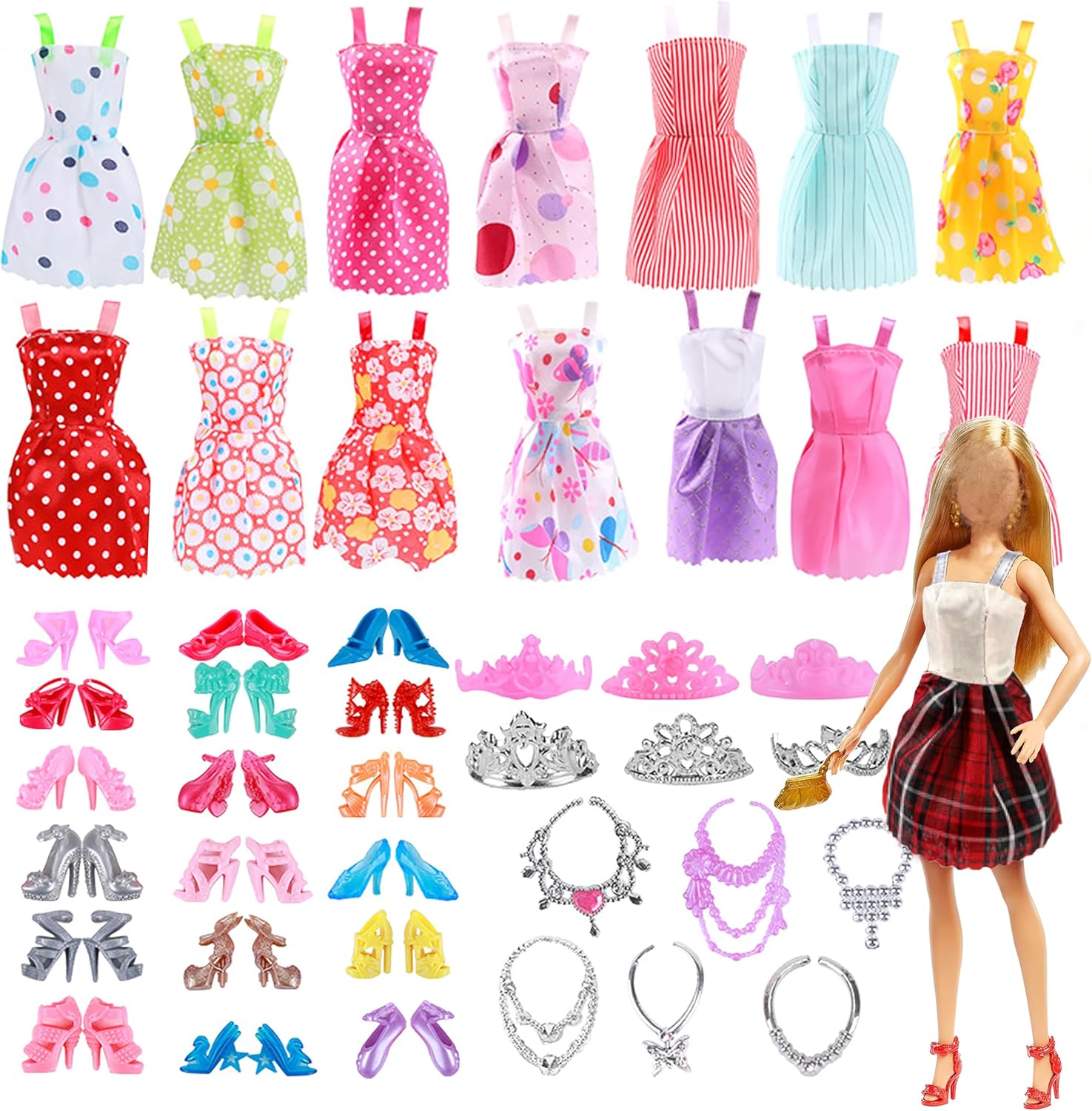 Barbie 32 pièces pour poupée 11 pouces avec 10 vêtements et accessoires