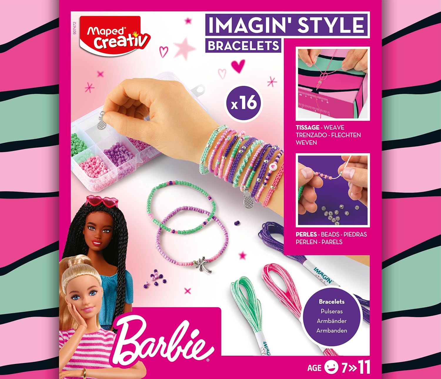 Bracelets Barbie Imagin'Style, activité de tissage guidé pour 16 créations dès 7 ans – Image 2