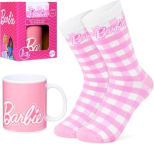 Coffret Barbie mug rose 312 ml et chaussettes pour femme