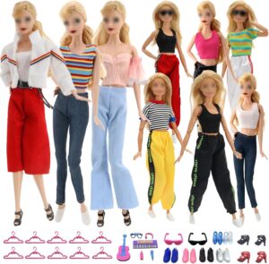 Ensemble compatible avec Barbie : 6 hauts, 6 pantalons et accessoires
