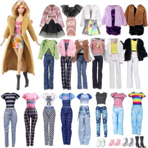 Lot de 14 vêtements avec manteau et vestes pour poupées Barbie de 11,5 pouces