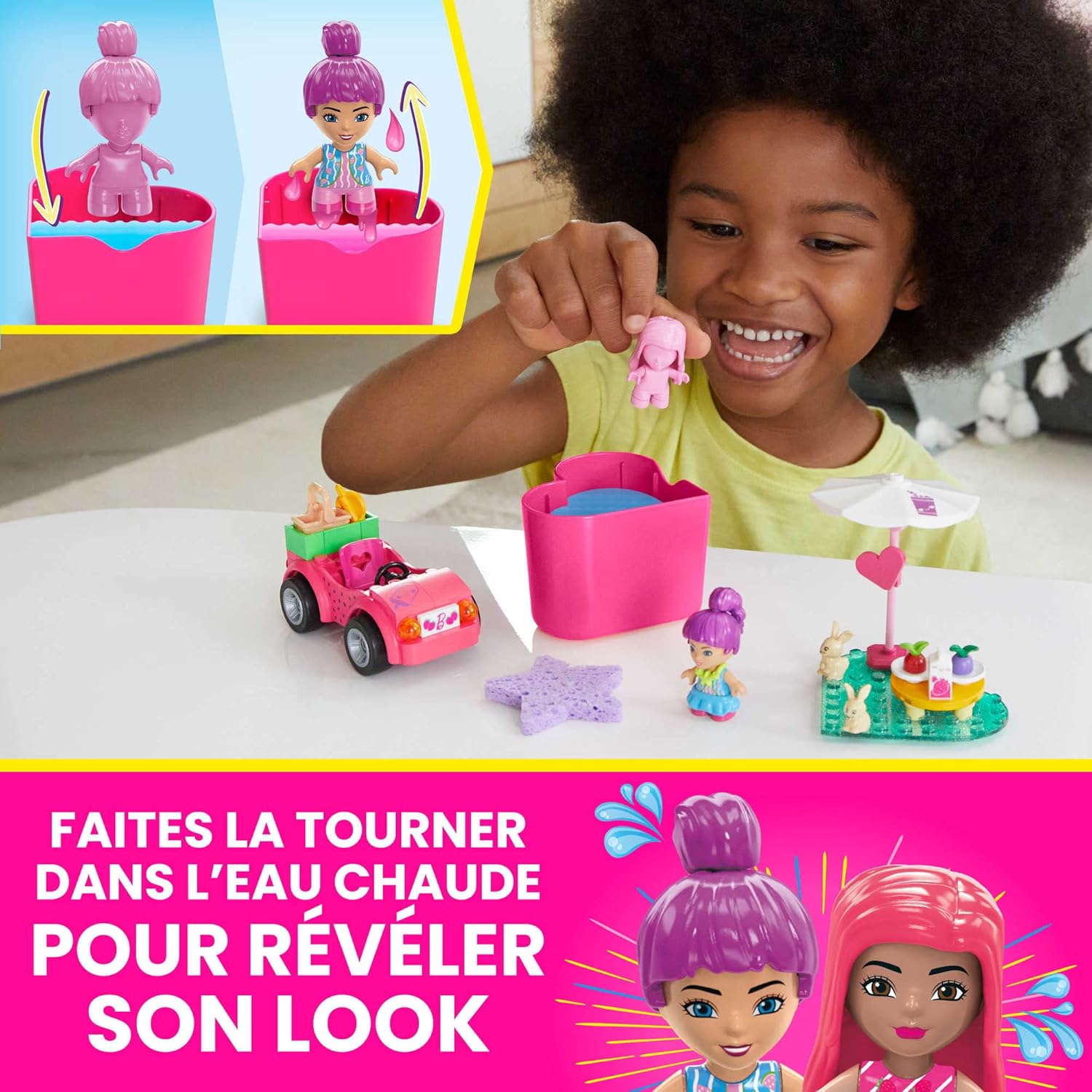 Barbie Road Trip en décapotable, coffret de construction 60 briques avec 2 mini-poupées Color Reveal – Image 3