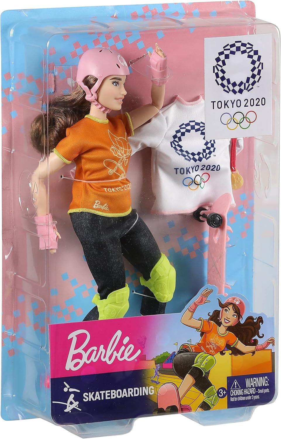 Coffret skateboard Barbie Tokyo 2020 avec poupée articulée brune – Image 4