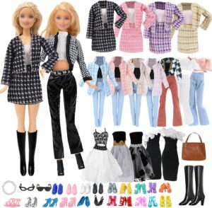 Set compatible avec Barbie de 16 vêtements et 6 chaussures pour poupée de 11,5 pouces