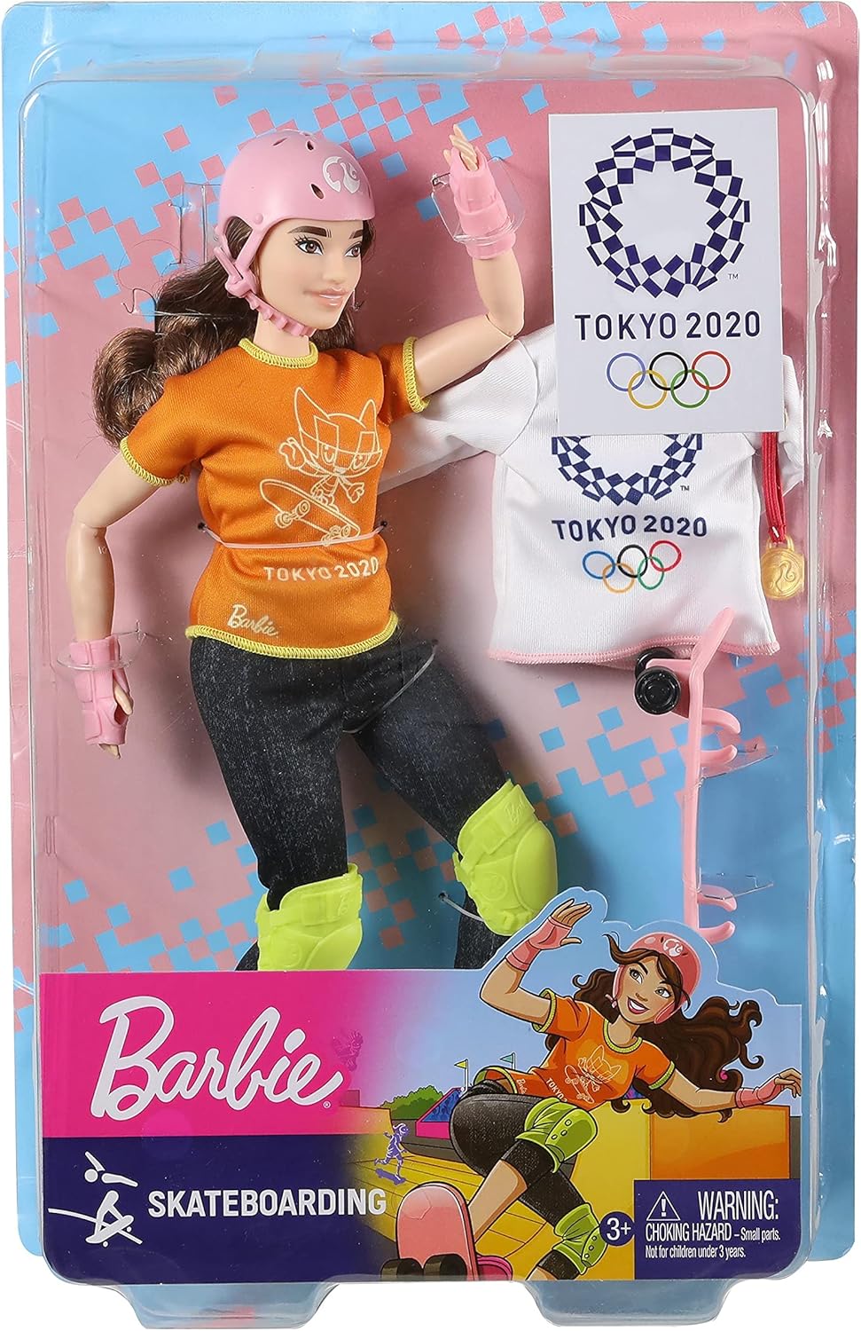 Coffret skateboard Barbie Tokyo 2020 avec poupée articulée brune – Image 5