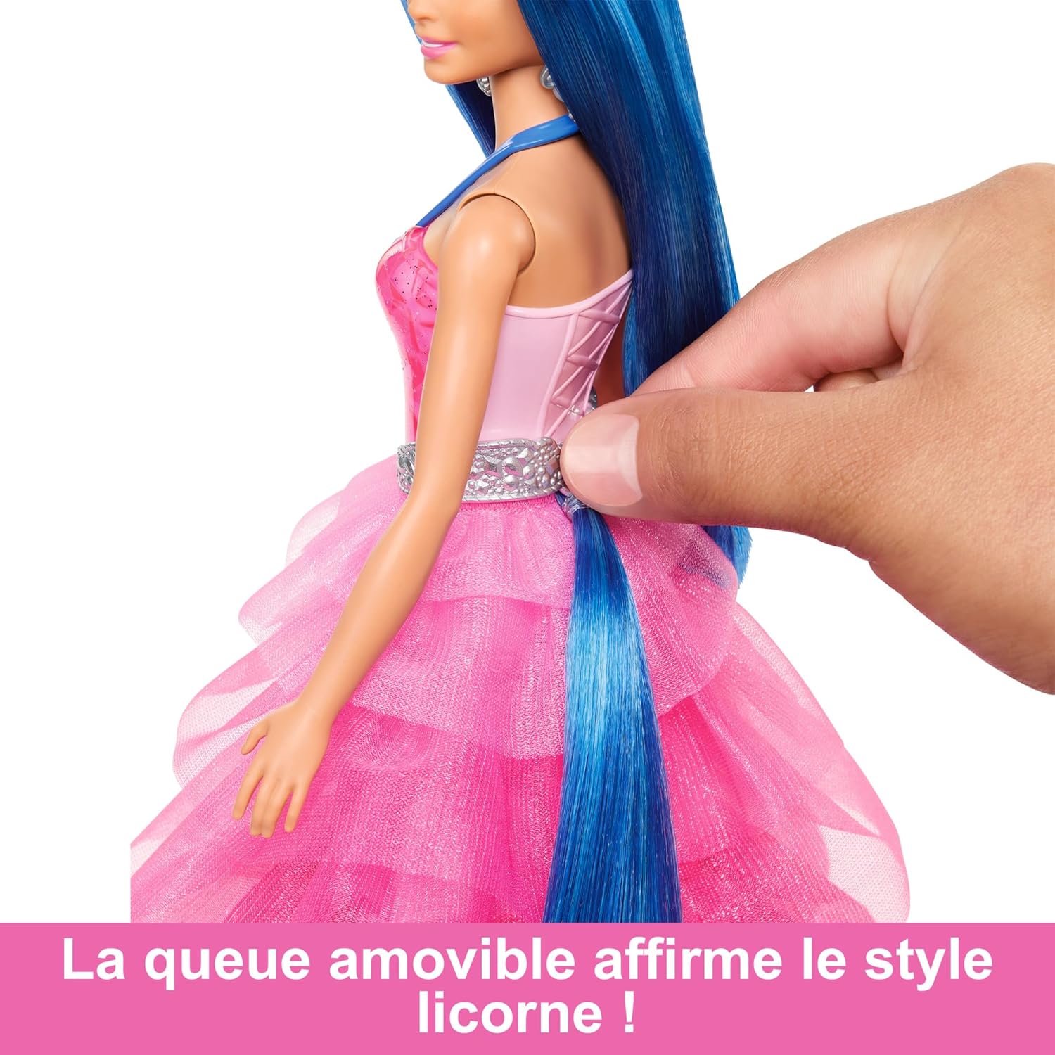 Poupée Barbie Licorne 65e anniversaire aux cheveux bleus HRR16 – Image 5