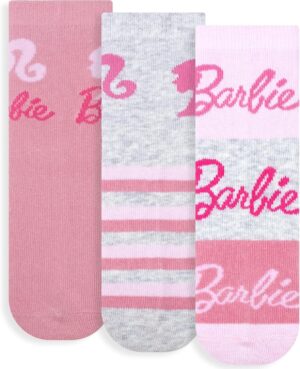 Lot Barbie de 3 paires de chaussettes en coton rose pour filles