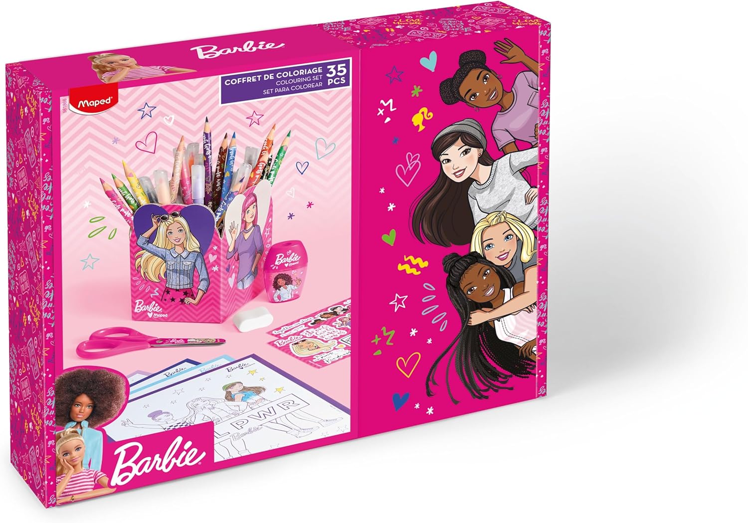 Coffret de coloriage Barbie Maped avec crayons, feutres et ciseaux 13cm