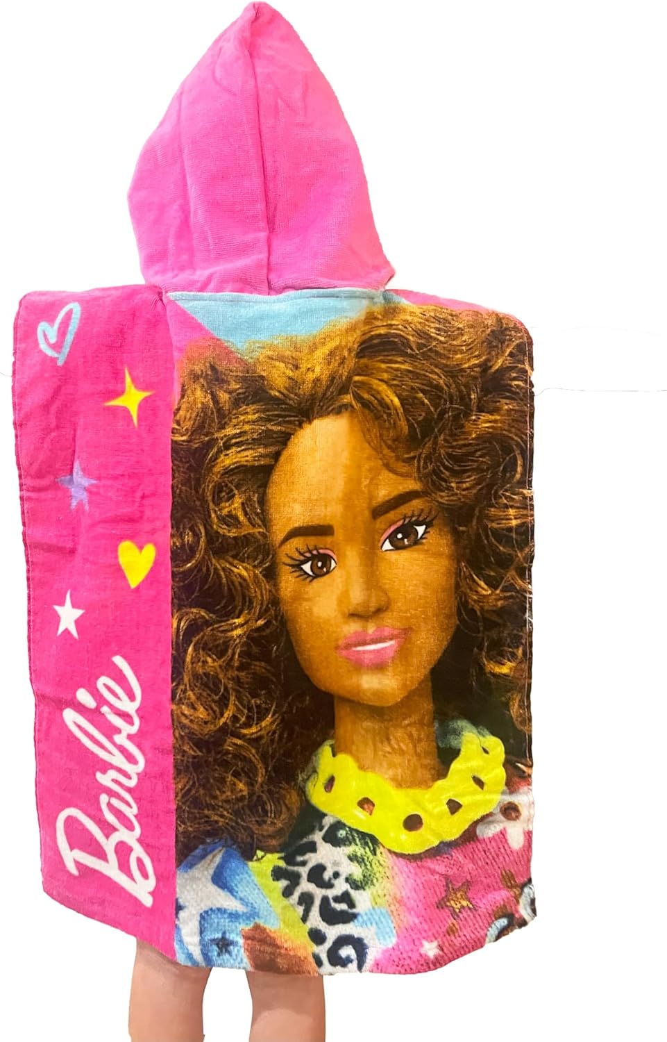 Poncho à capuche Barbie réversible rose, toucher doux – Image 6