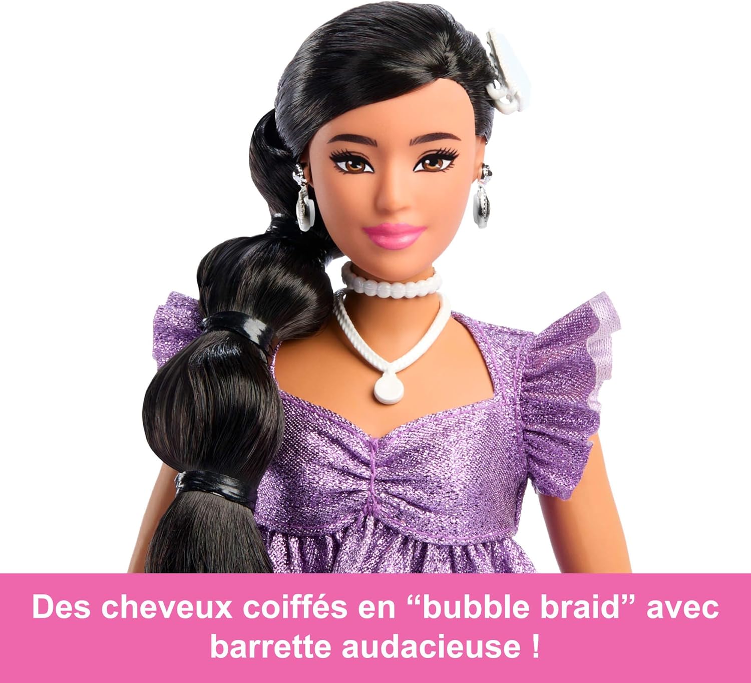 Barbie Deluxe Style n° 8, short violet et tresse noire – Image 3