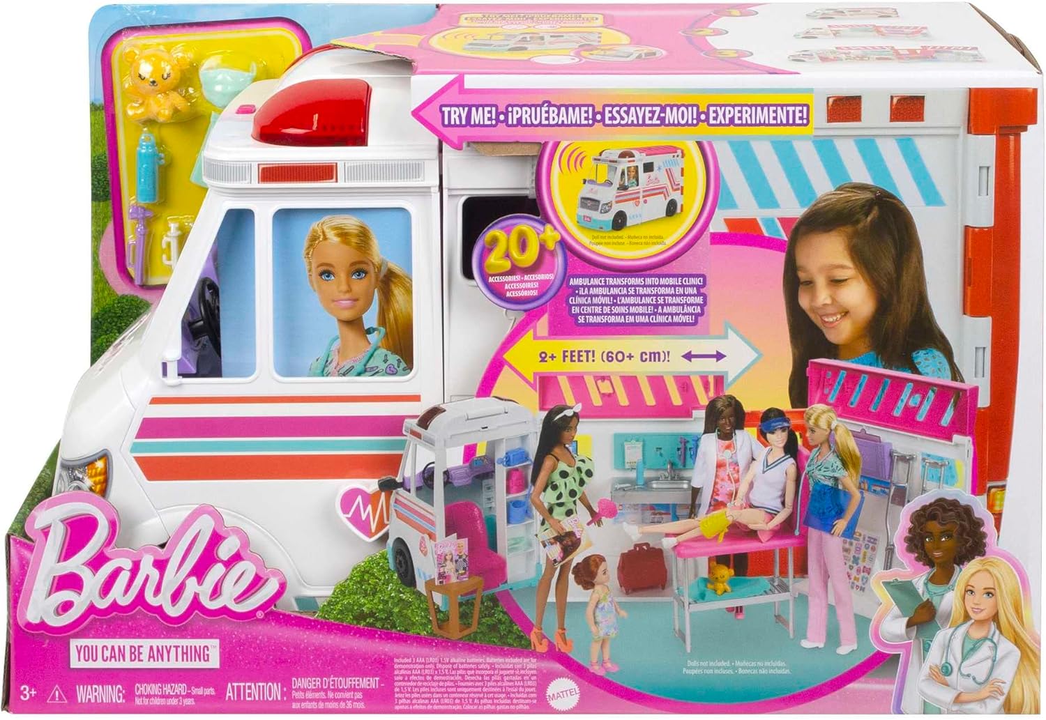 Barbie Ambulance 2 en 1 avec clinique, lumières, sons et 20 accessoires HKT79 – Image 7