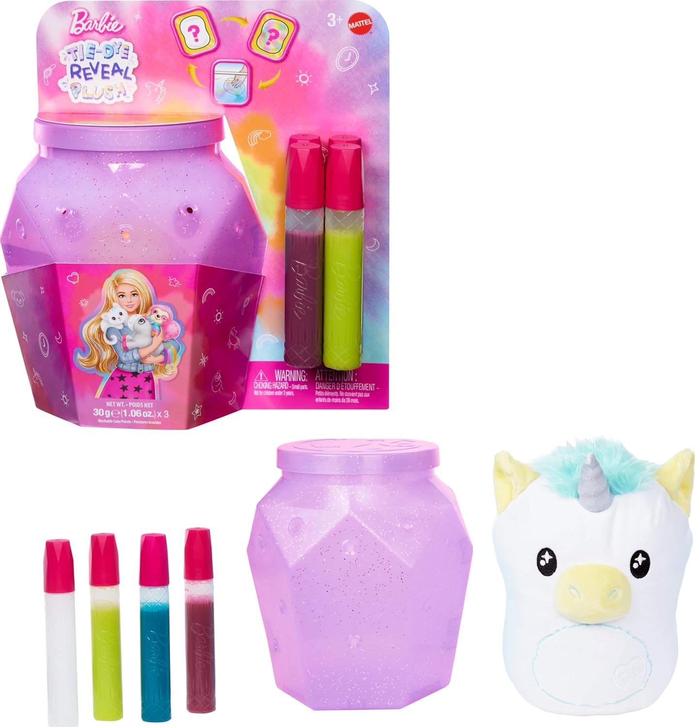 Peluche Barbie Tie-Dye Reveal animal doux 17,8 cm