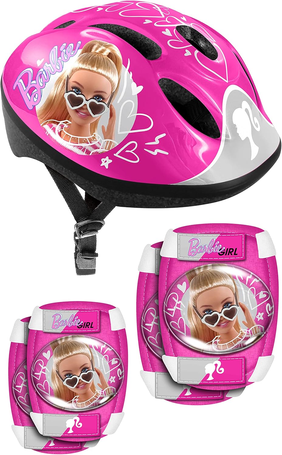 Ensemble casque Barbie avec genouillères et coudières 50/56