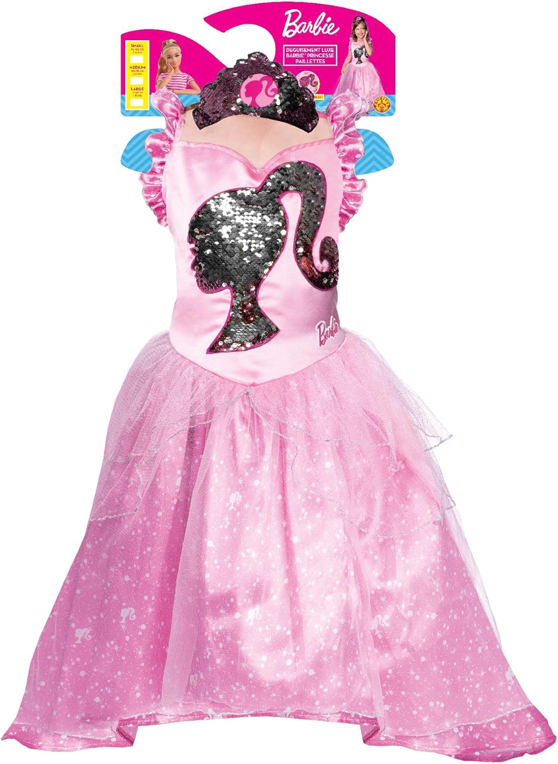 Déguisement Barbie princesse robe luxe paillettes avec diadème rose – Image 5