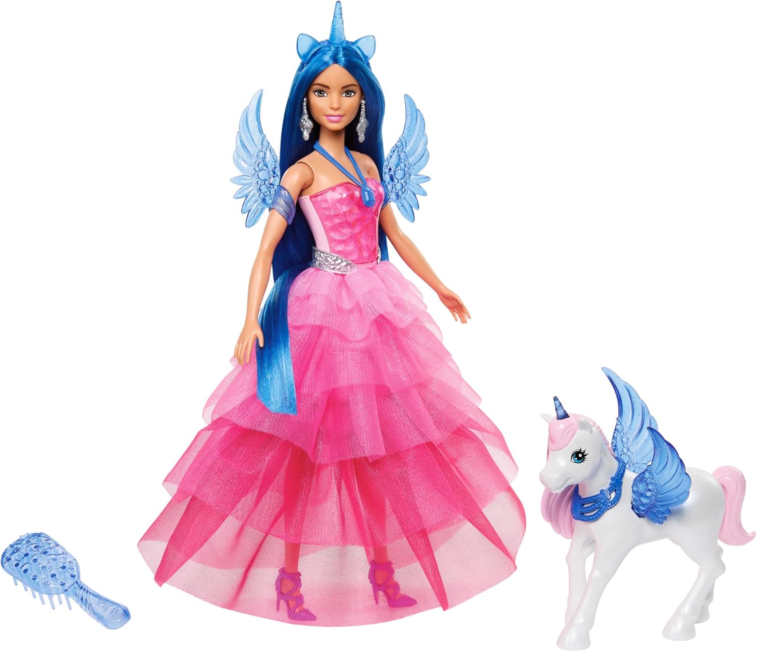 Poupée Barbie Licorne 65e anniversaire aux cheveux bleus HRR16