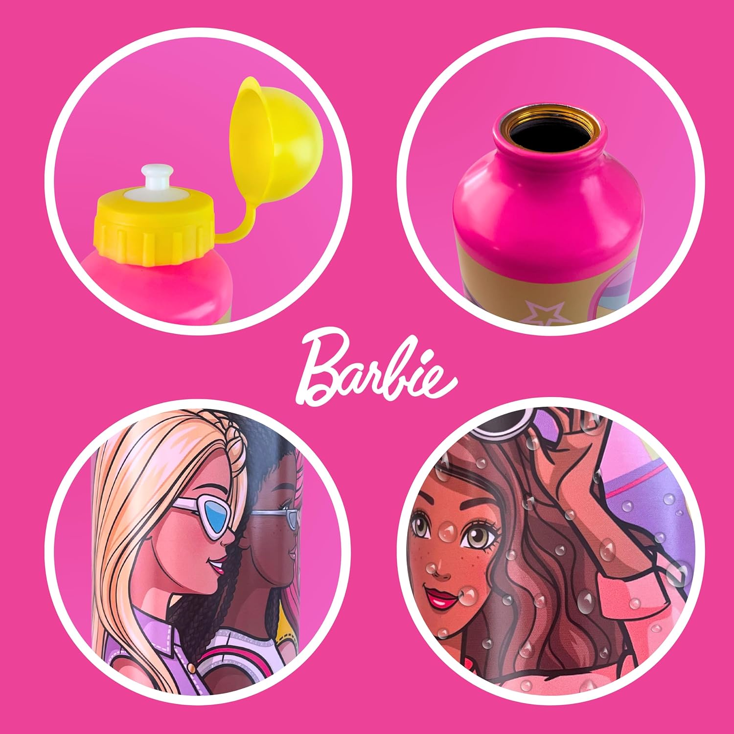 Gourde Barbie réutilisable en acier inoxydable 500 ml jaune – Image 7