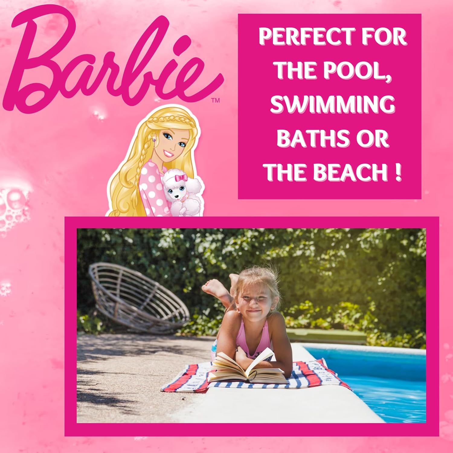 Maillot de bain une pièce Barbie rose pour filles – Image 3