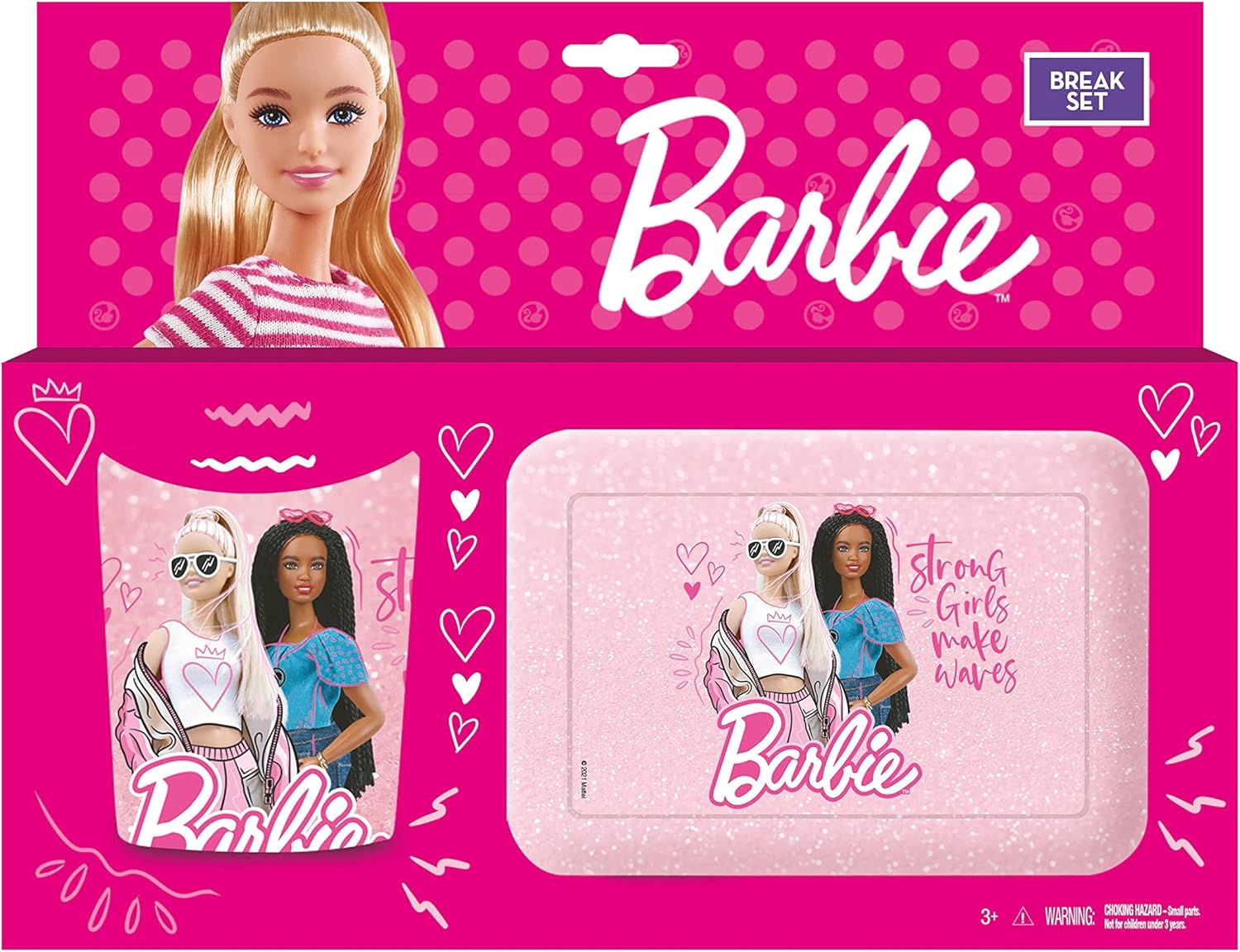 Coffret cadeau Barbie avec porte-goûter et tasse 360 ml