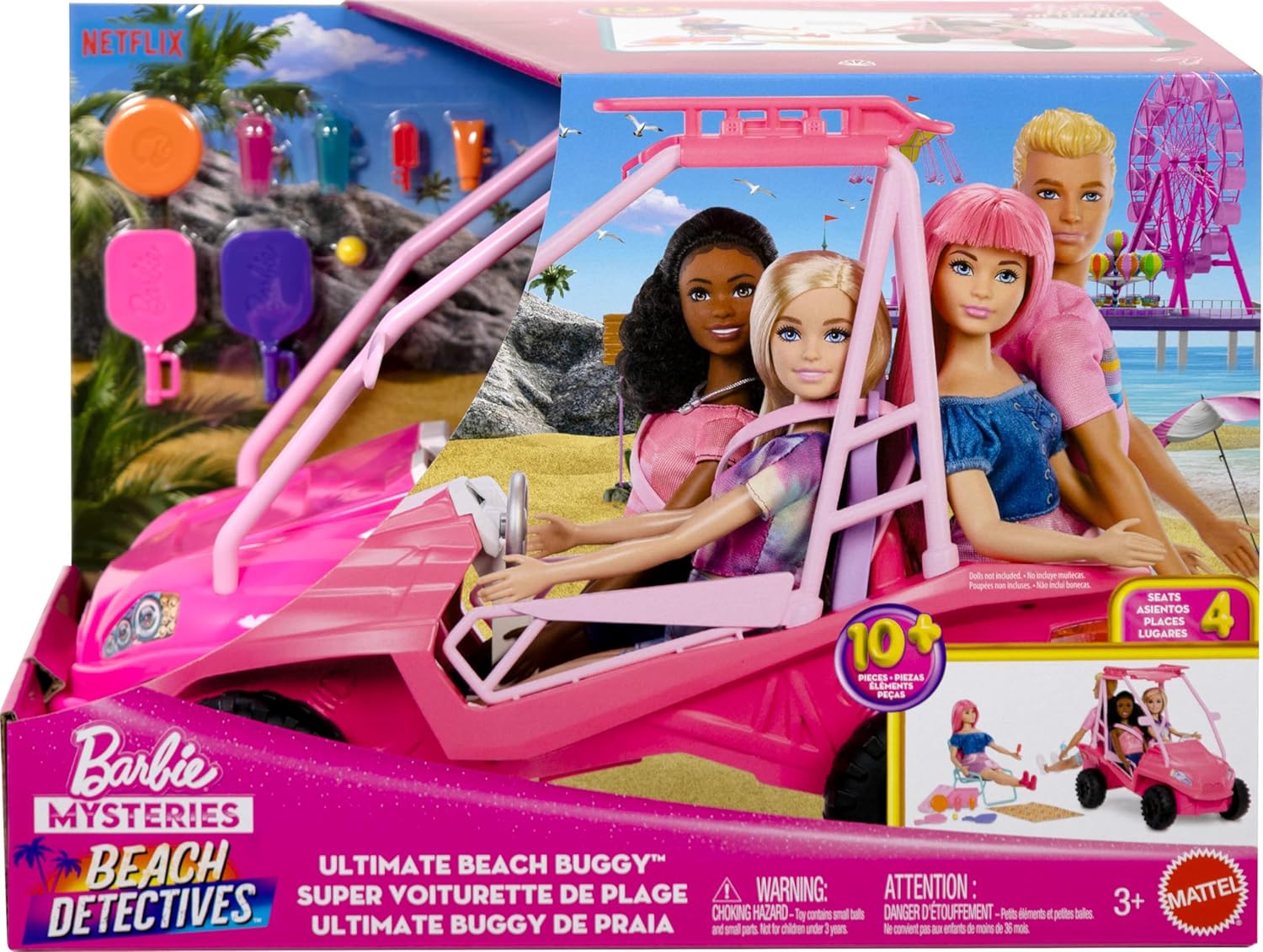 Buggy Barbie Détectives de plage avec plus de 10 accessoires JFV68 – Image 6