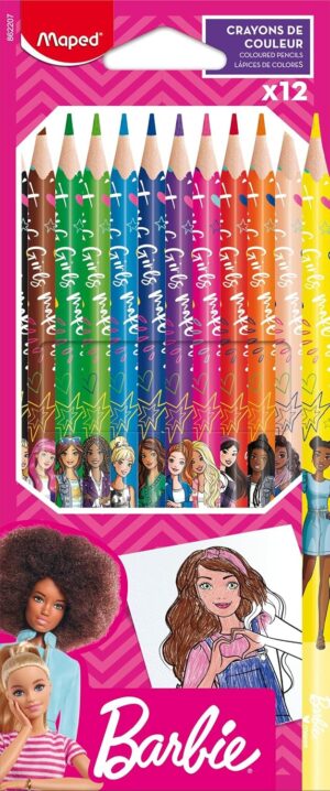 Barbie Maped, 12 crayons de couleur en résine à forme triangulaire