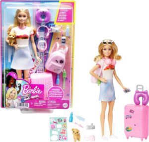 Coffret voyage Barbie Malibu avec chiot et plus de 10 accessoires
