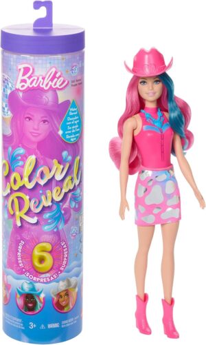 Barbie Color Reveal Disco Star avec 6 surprises et accessoires, poupée JCP01