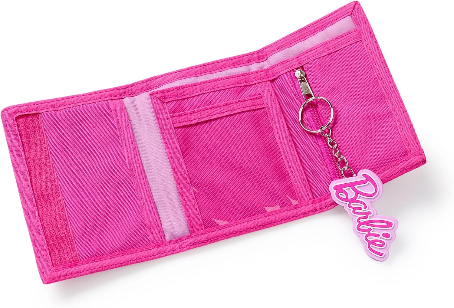 Portefeuille Barbie rose à trois volets avec imprimé cœur, porte-cartes et porte-monnaie enfant – Image 4