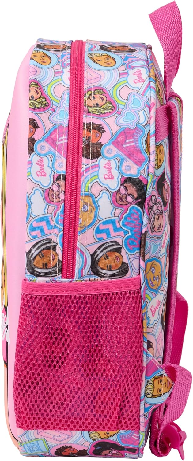 Sac à dos d'école Barbie 3D rose adaptable au chariot – Image 3