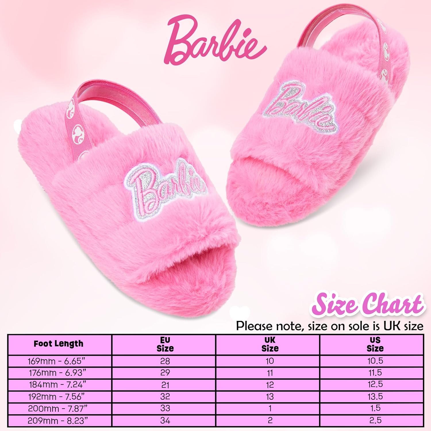 Mules Barbie pelucheuses avec sangle élastique pour fille – Image 6