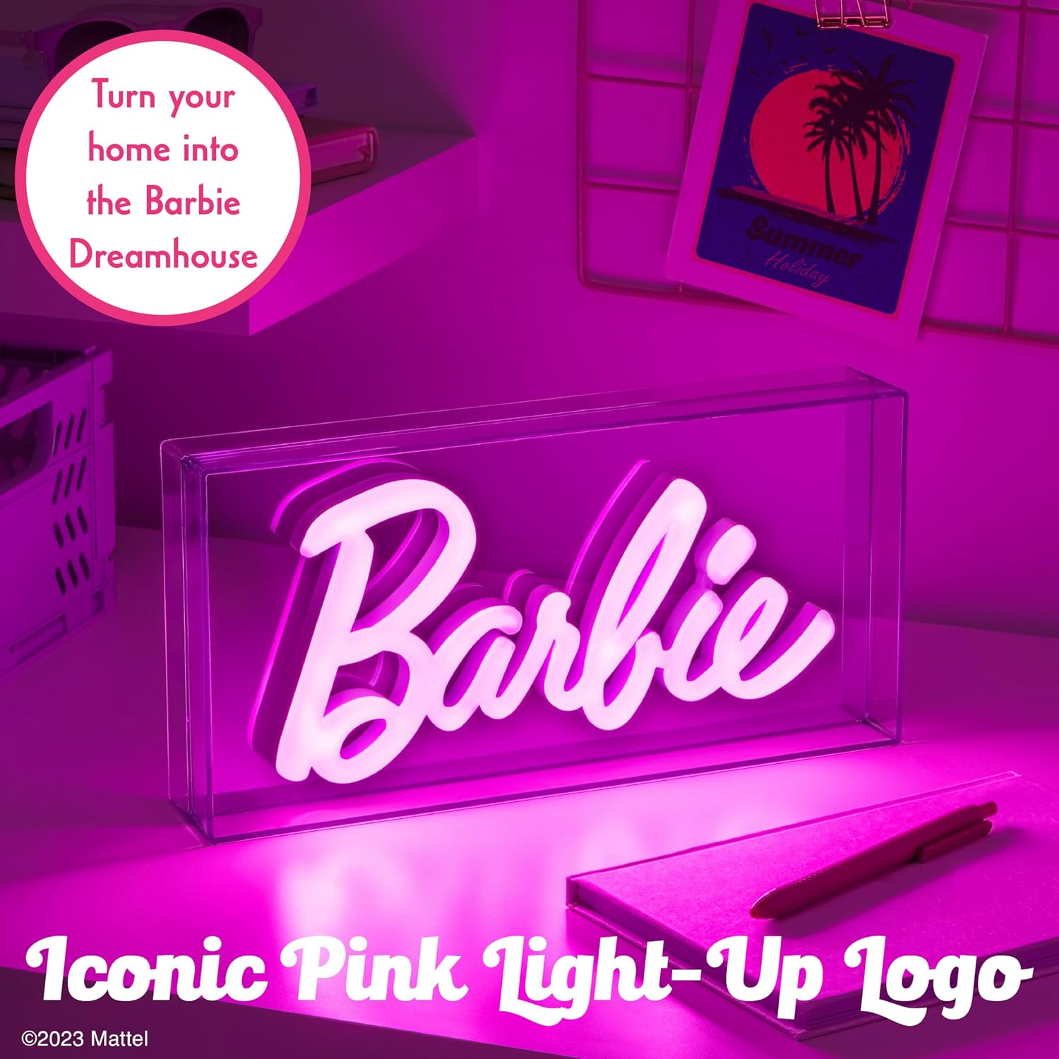 Lampe néon LED Barbie rose à poser ou murale – Image 2