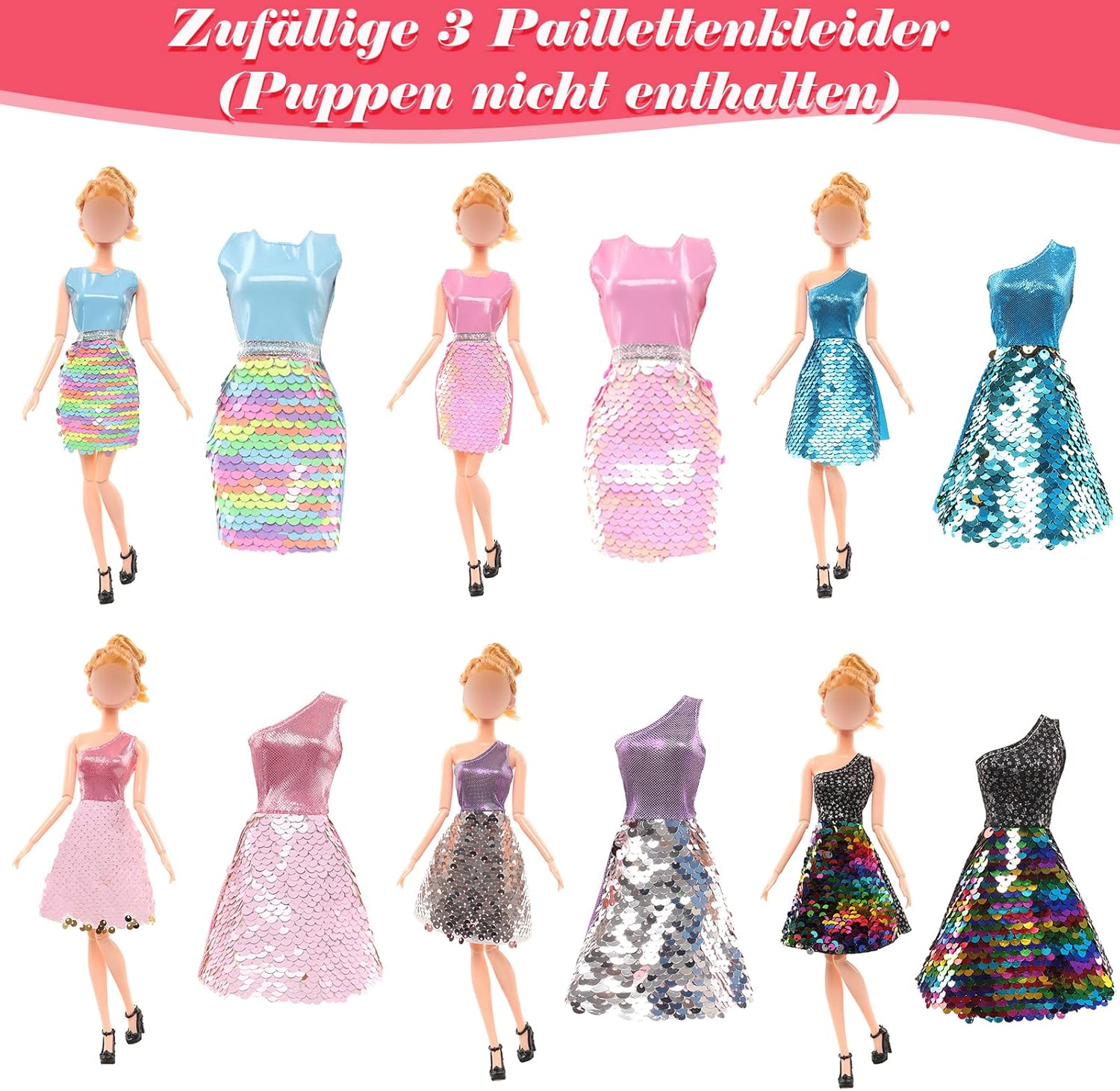 Ensemble Barbie 17 pièces avec robes à paillettes, maillots de bain et chaussures – Image 2