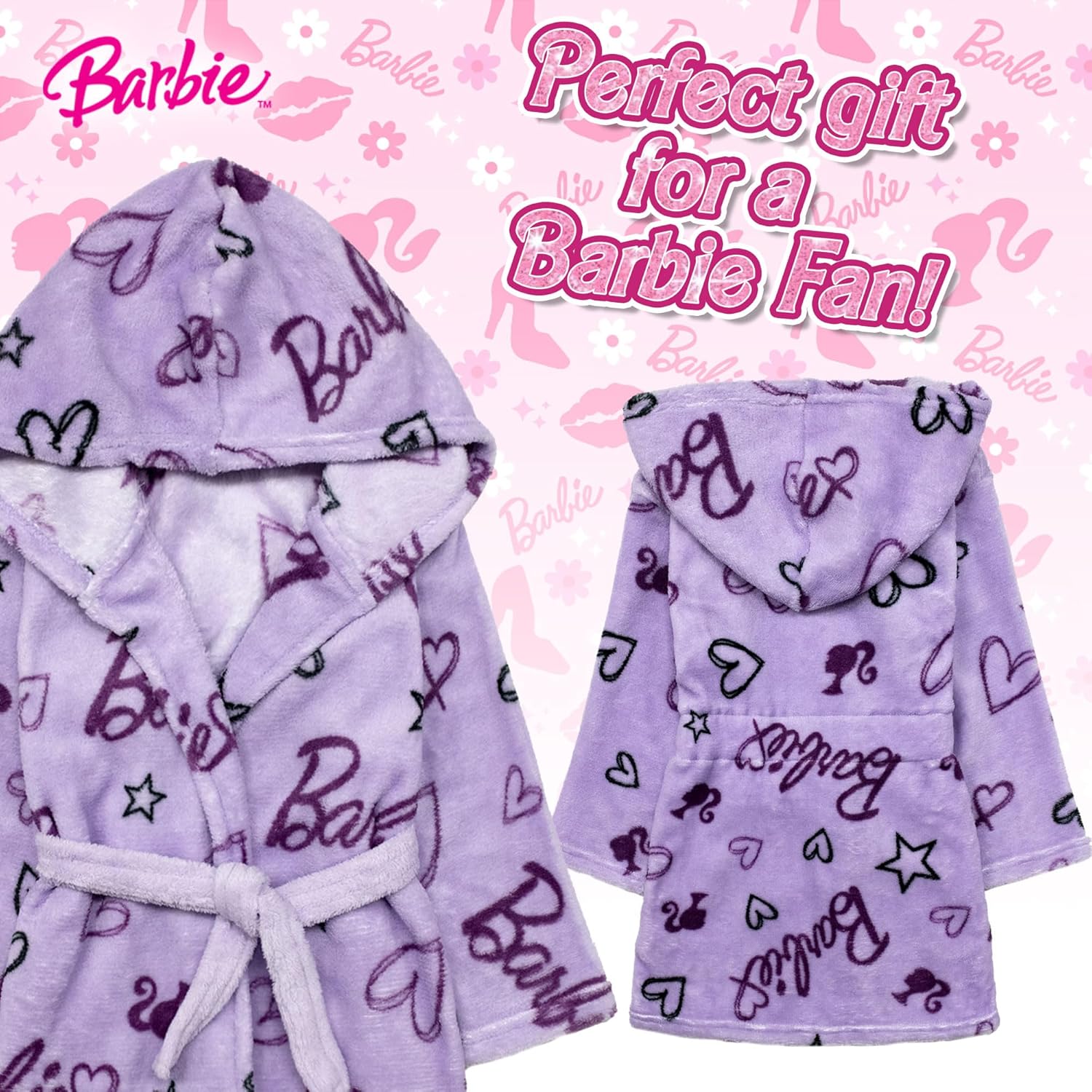 Peignoir Barbie d'hiver en polaire corail avec capuche 7002 – Image 4