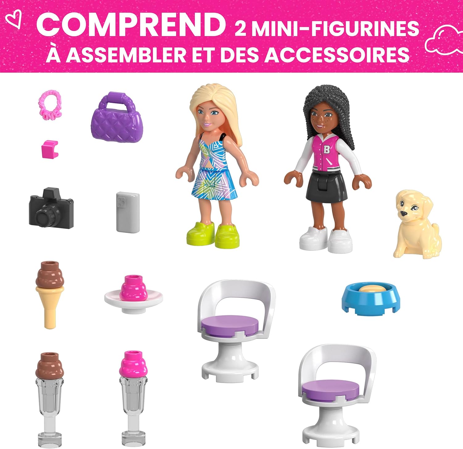 Barbie décapotable rose convertible avec stand de glaces, 225 blocs – Image 4