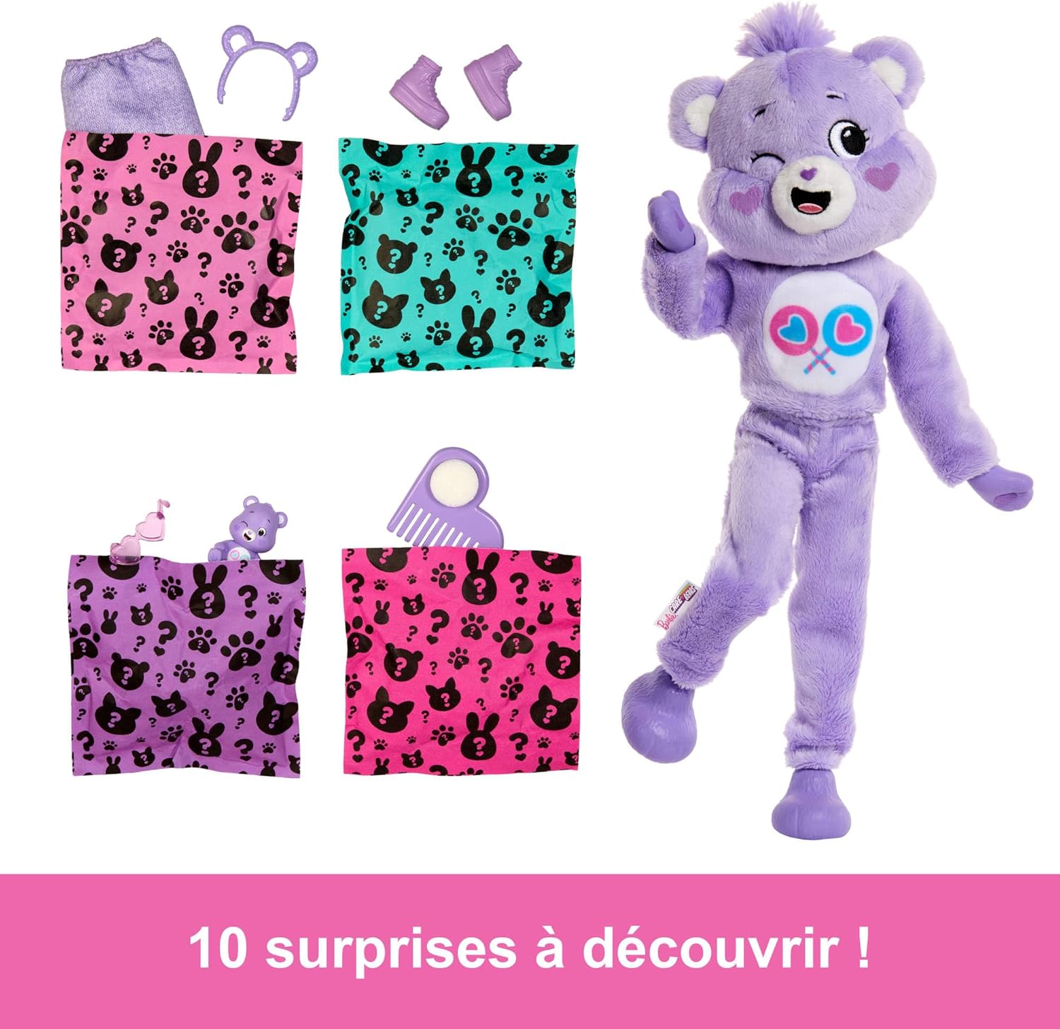 Barbie Cutie Reveal Bisounours Tougentille violette avec 10 surprises – Image 3