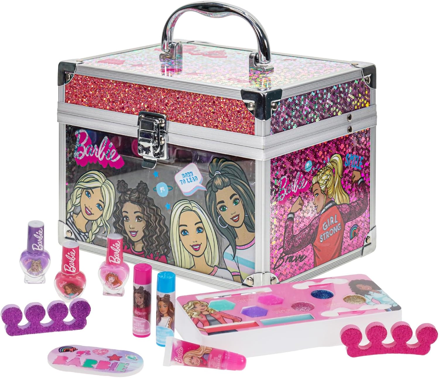 Kit de maquillage Barbie pour enfants avec mallette en acrylique, par Townley Girl