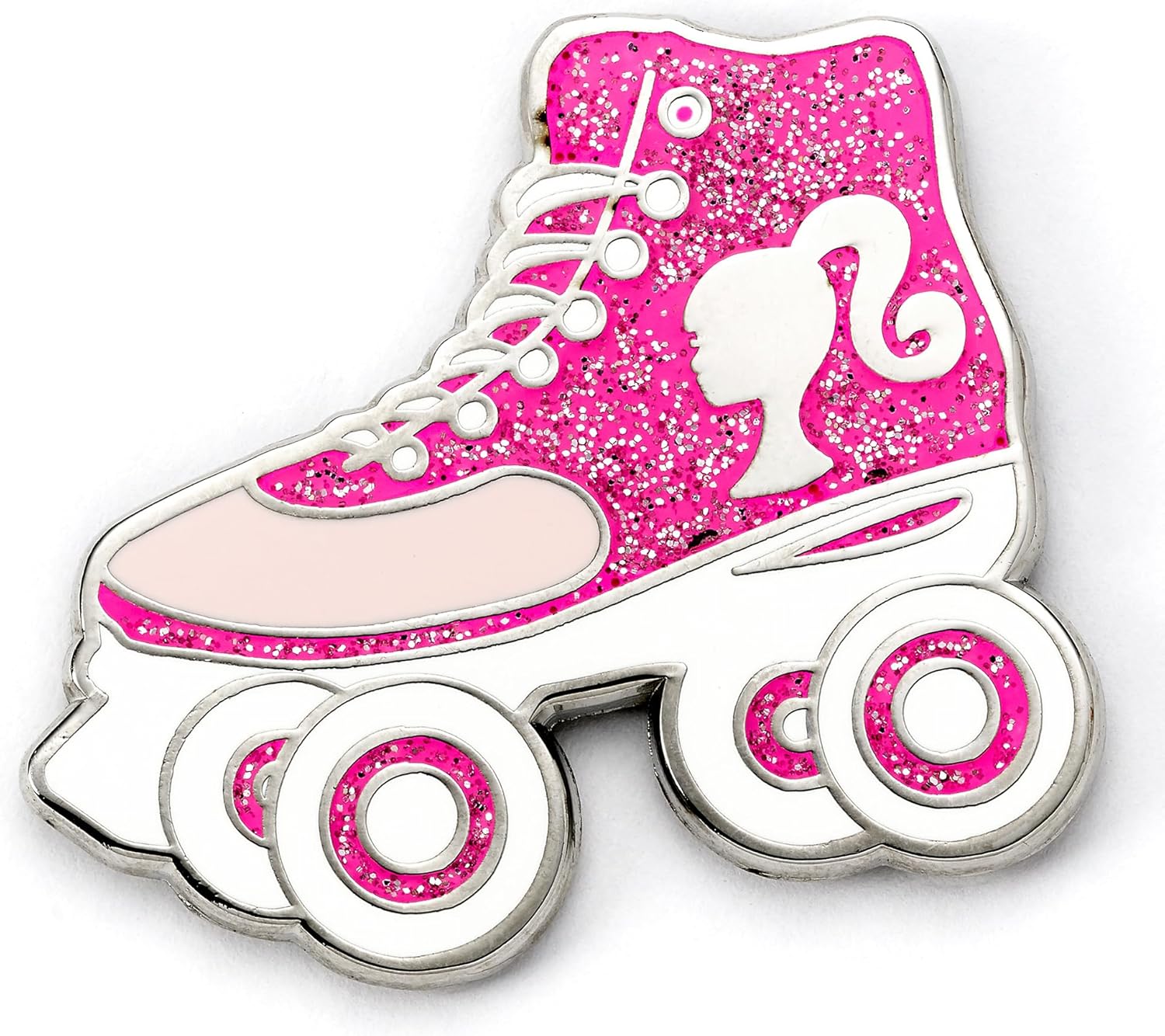 Pin's Barbie rose patin à roulettes en zinc, taille unique