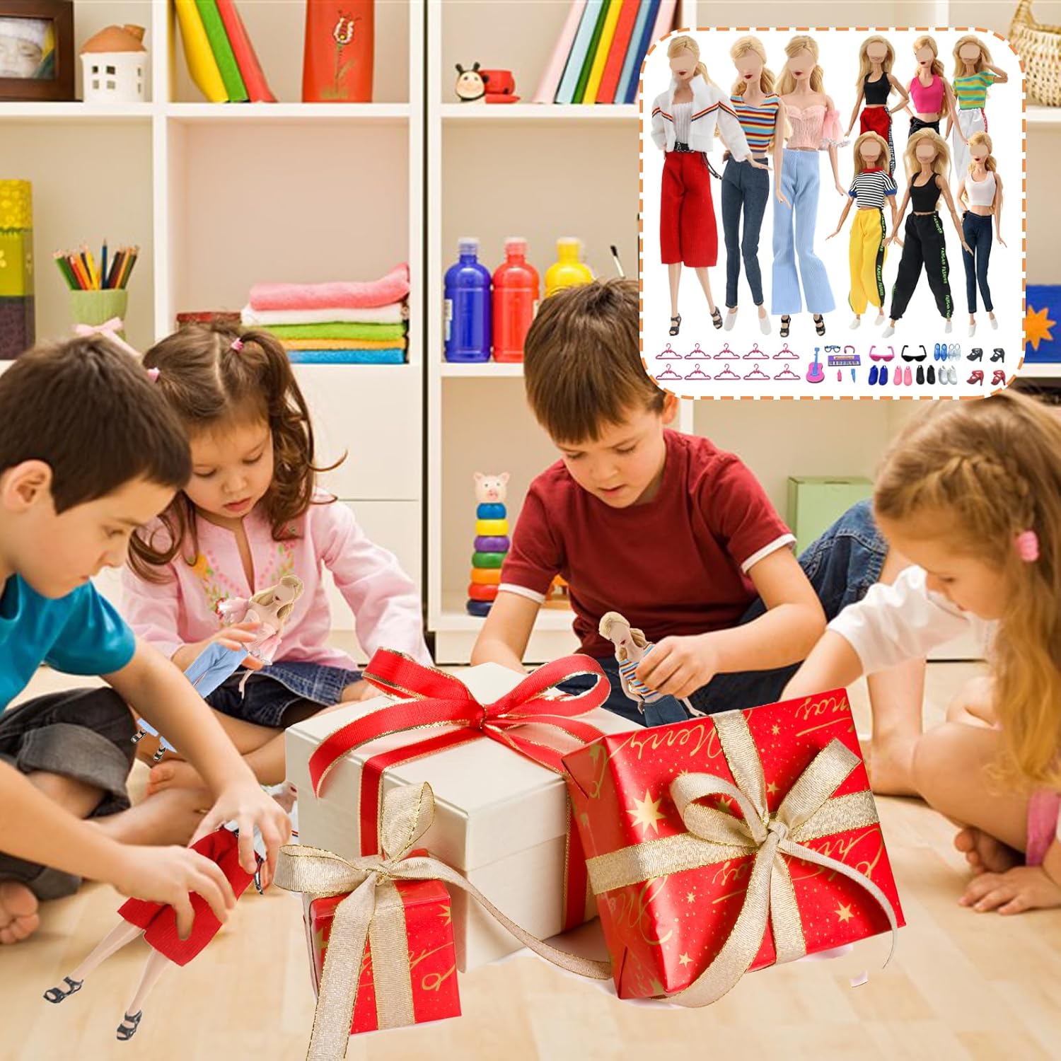 Ensemble compatible avec Barbie : 6 hauts, 6 pantalons et accessoires – Image 5