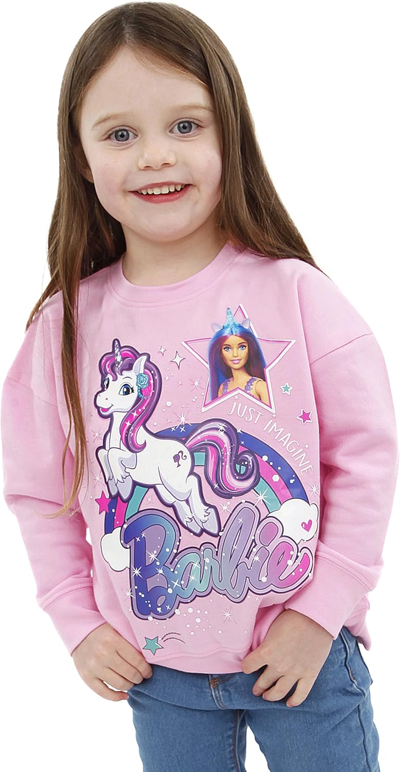 Pull Barbie fille avec licorne et arc-en-ciel – Image 3