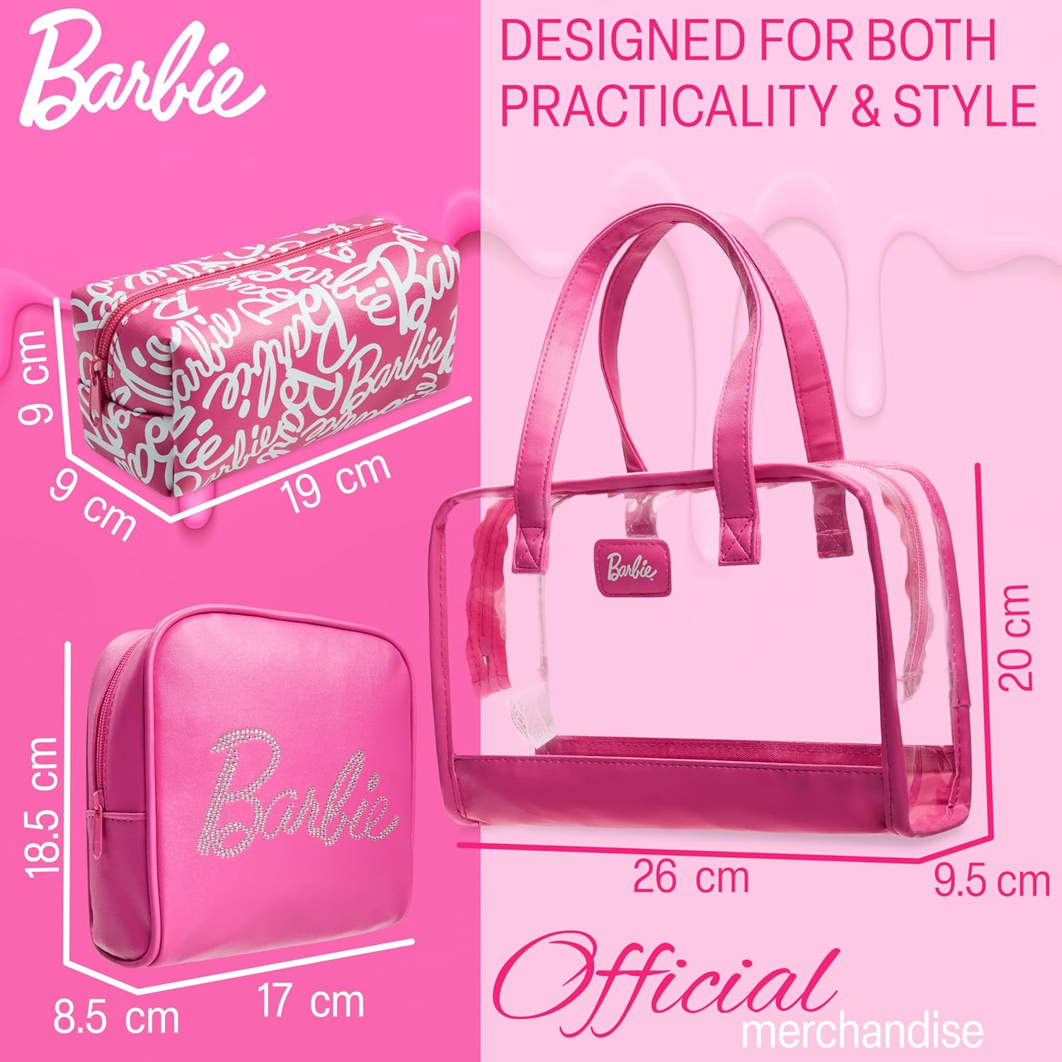Barbie ensemble 3 trousses de toilette et pochettes maquillage fille – Image 5