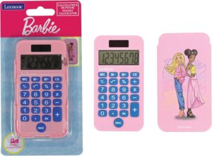 Calculatrice de poche Barbie Mattel rose avec couvercle de protection, 8 chiffres