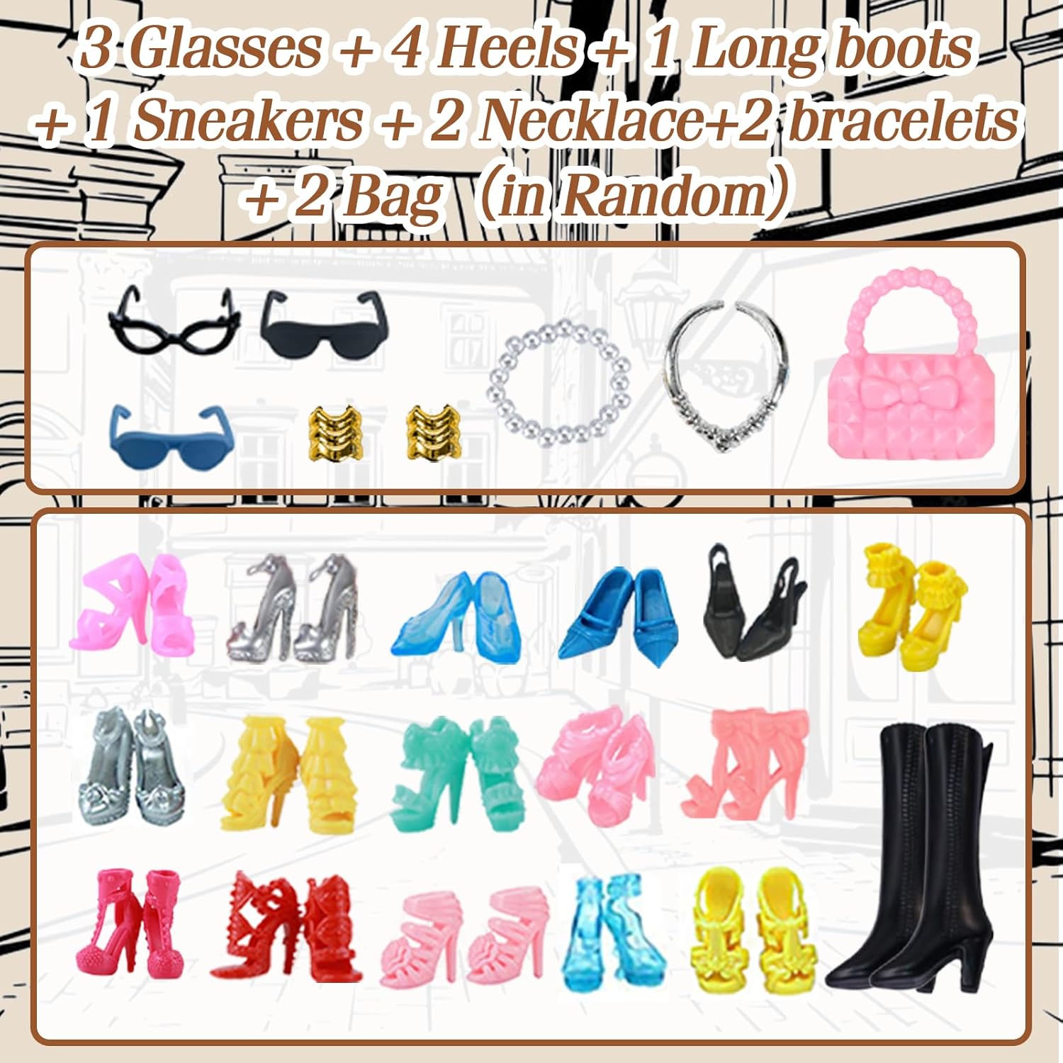 Coffret Barbie 21 vêtements et accessoires marron pour poupée 11,5 – Image 7