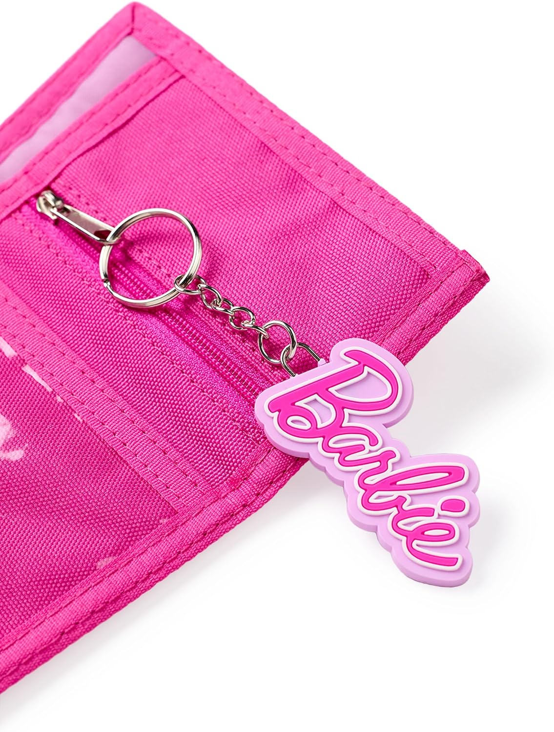 Portefeuille Barbie rose à trois volets avec imprimé cœur, porte-cartes et porte-monnaie enfant – Image 6