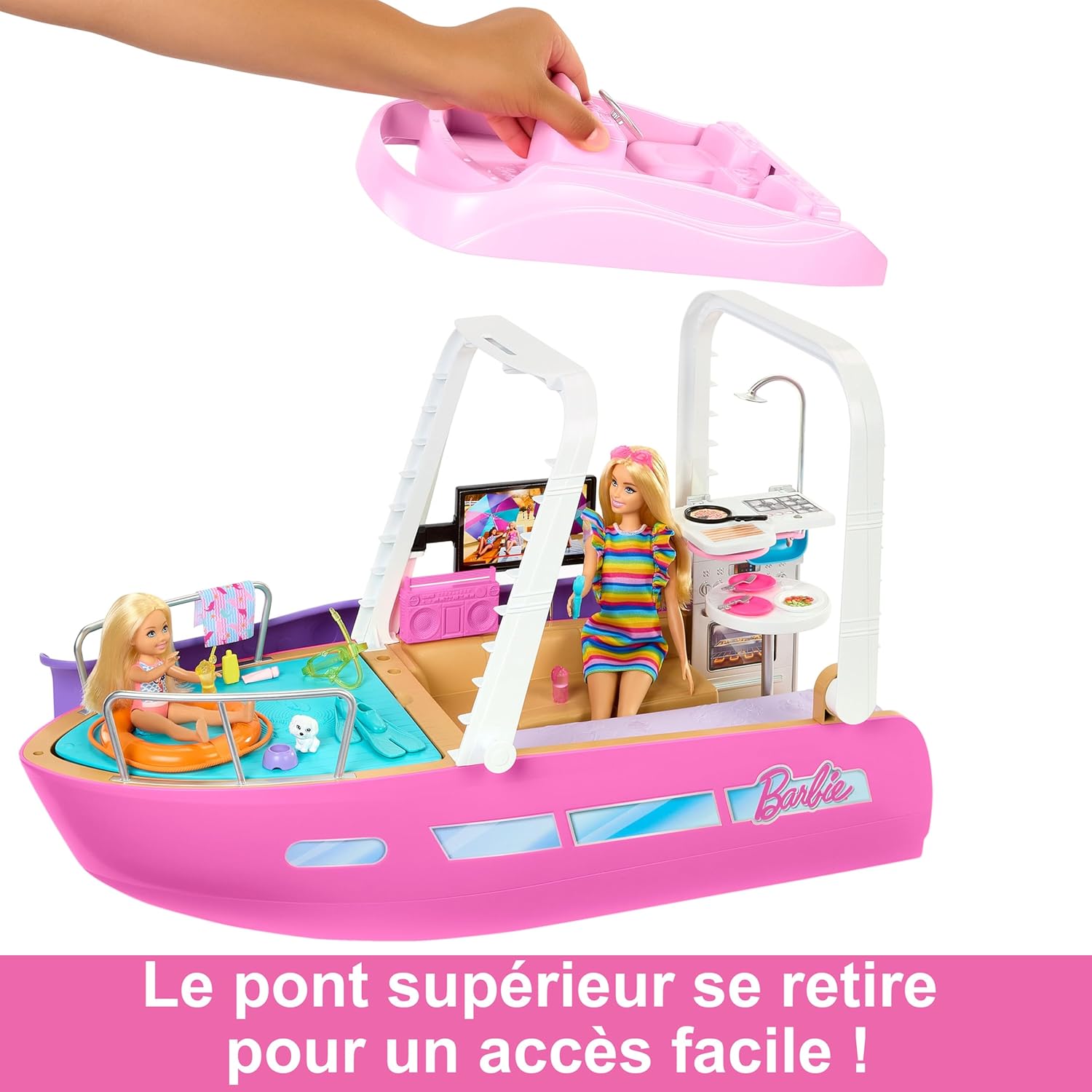 Barbie Bateau de rêve, coffret moderne avec 6 zones de jeu HJV37 – Image 4