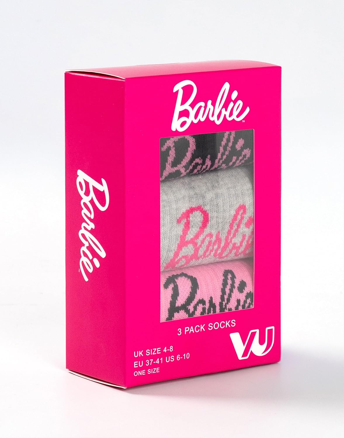 Lot de 3 chaussettes Barbie pour femme en rose, gris et noir – Image 5